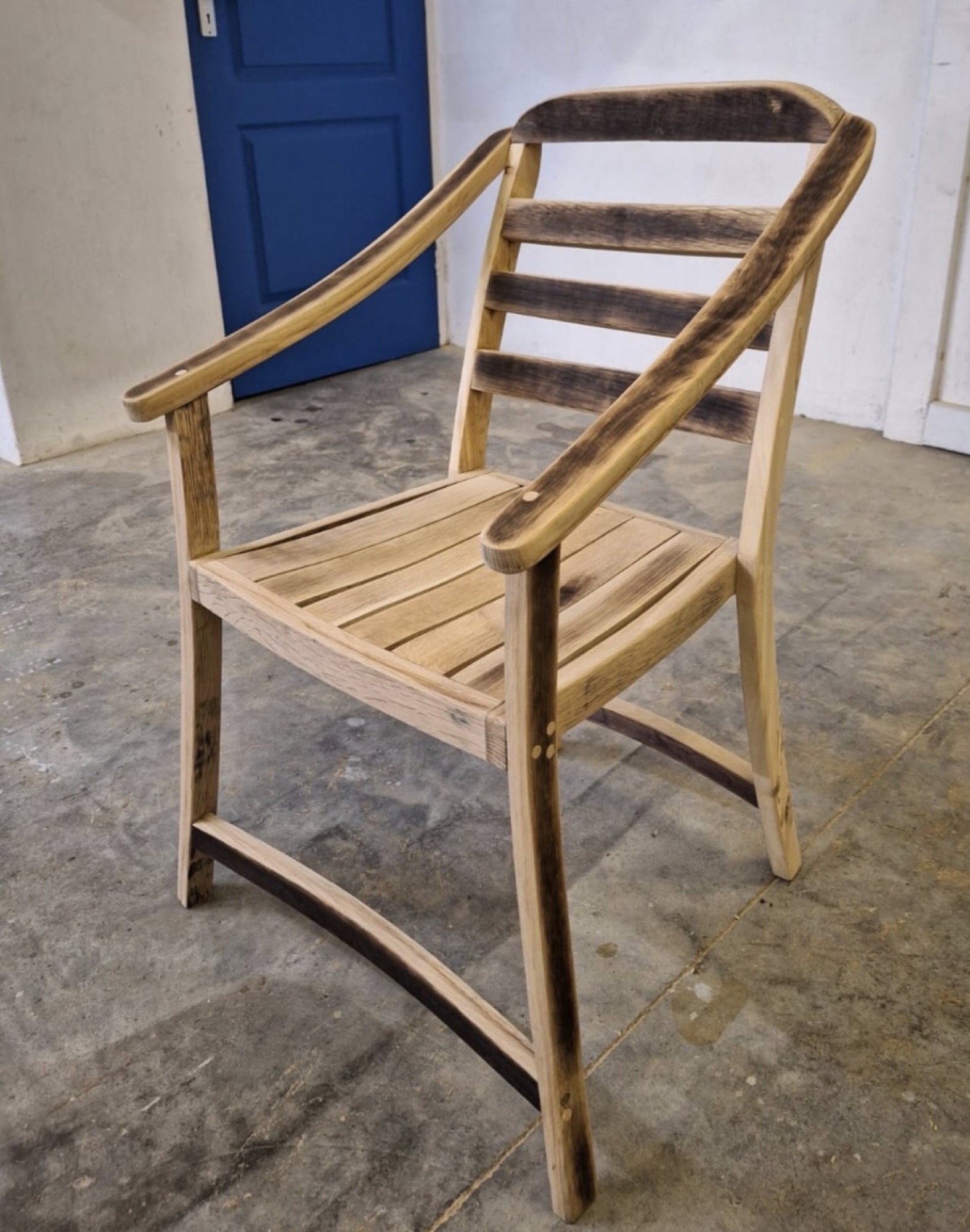 Sculptural solid oak chair
